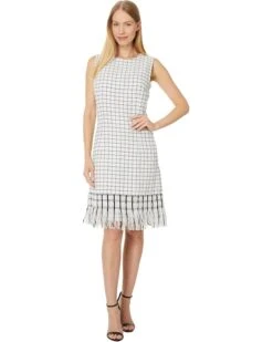 NIC+ZOE Grid Fringe Mix Dress | Dresses