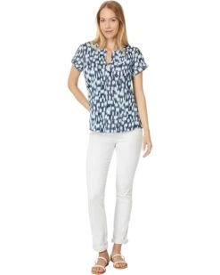 NIC+ZOE Hazy Blues Split Neck Tee | Shirts & Tops -Clothing Fancy Shop 71yrQedZFmL. AC SR736920