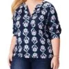 NIC+ZOE Plus Size Ocean Batik Top | Shirts & Tops -Clothing Fancy Shop 81hCVnWKOYL. AC SR736920