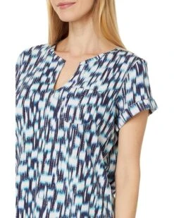 NIC+ZOE Hazy Blues Split Neck Tee | Shirts & Tops -Clothing Fancy Shop 81hp0P3Q8cL. AC SR736920