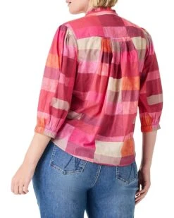 NIC+ZOE Plus Sunset Plaid Cotton Girlfriend Shirt | Shirts & Tops -Clothing Fancy Shop 81p4s9aZGNL. AC SR736920