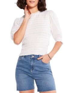 NIC+ZOE Cotton Lawn Smocked Top | Shirts & Tops